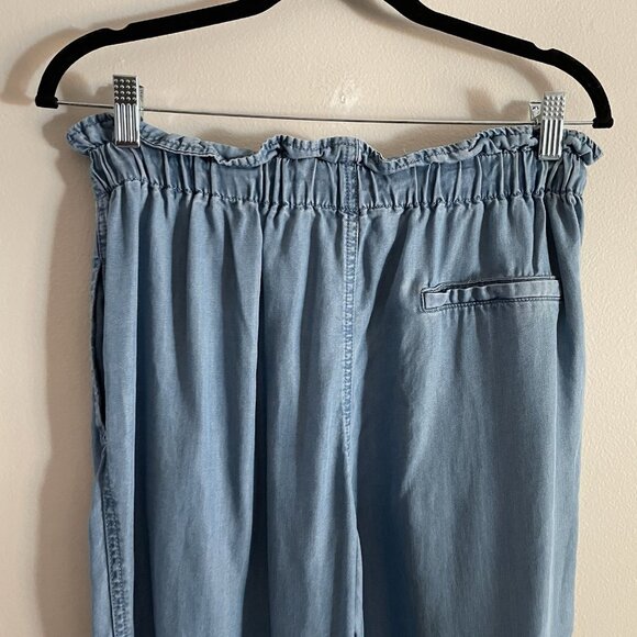 BeachLunchLounge Women Sz S Blue Chambray Drawstring/Elastic Waist Casual Pants - Picture 7 of 9